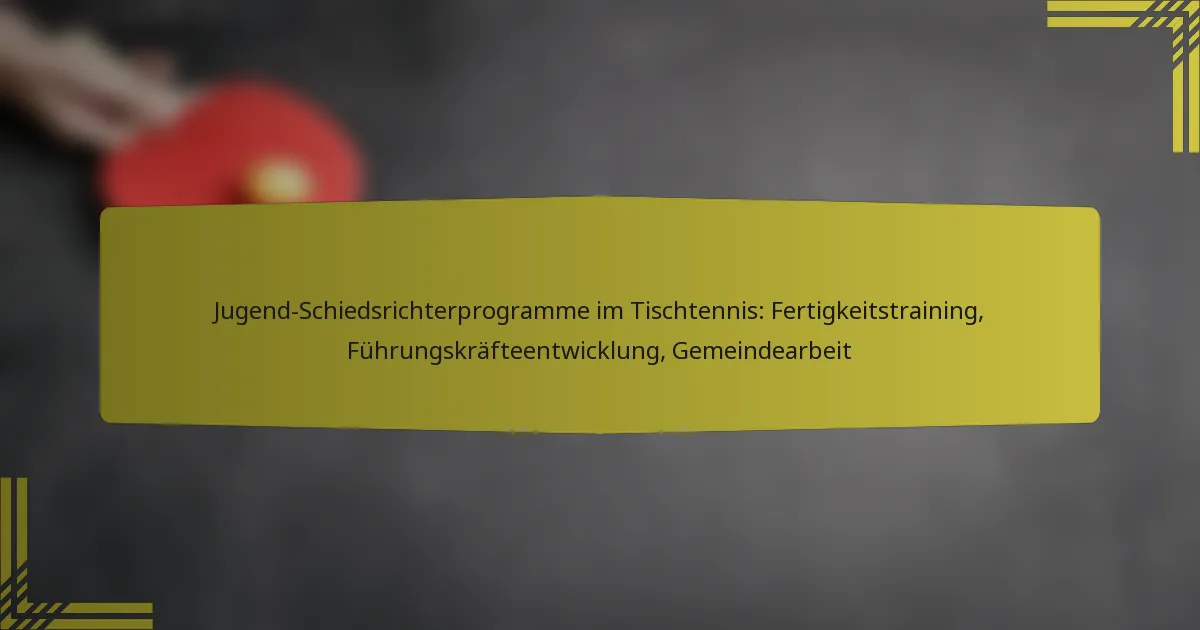 Jugend-Schiedsrichterprogramme im Tischtennis: Fertigkeitstraining, Führungskräfteentwicklung, Gemeindearbeit