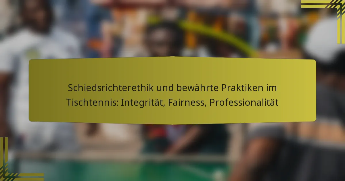 Schiedsrichterethik und bewährte Praktiken im Tischtennis: Integrität, Fairness, Professionalität