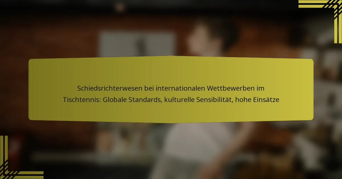 Schiedsrichterwesen bei internationalen Wettbewerben im Tischtennis: Globale Standards, kulturelle Sensibilität, hohe Einsätze
