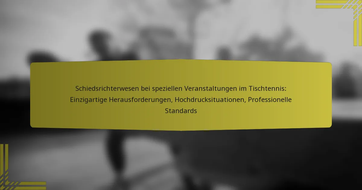 Schiedsrichterwesen bei speziellen Veranstaltungen im Tischtennis: Einzigartige Herausforderungen, Hochdrucksituationen, Professionelle Standards