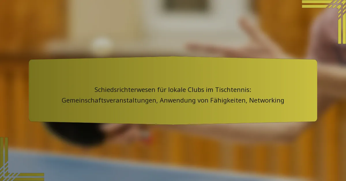 Schiedsrichterwesen für lokale Clubs im Tischtennis: Gemeinschaftsveranstaltungen, Anwendung von Fähigkeiten, Networking