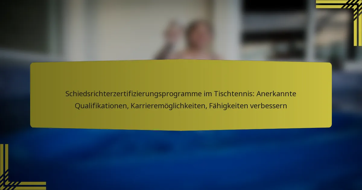Schiedsrichterzertifizierungsprogramme im Tischtennis: Anerkannte Qualifikationen, Karrieremöglichkeiten, Fähigkeiten verbessern