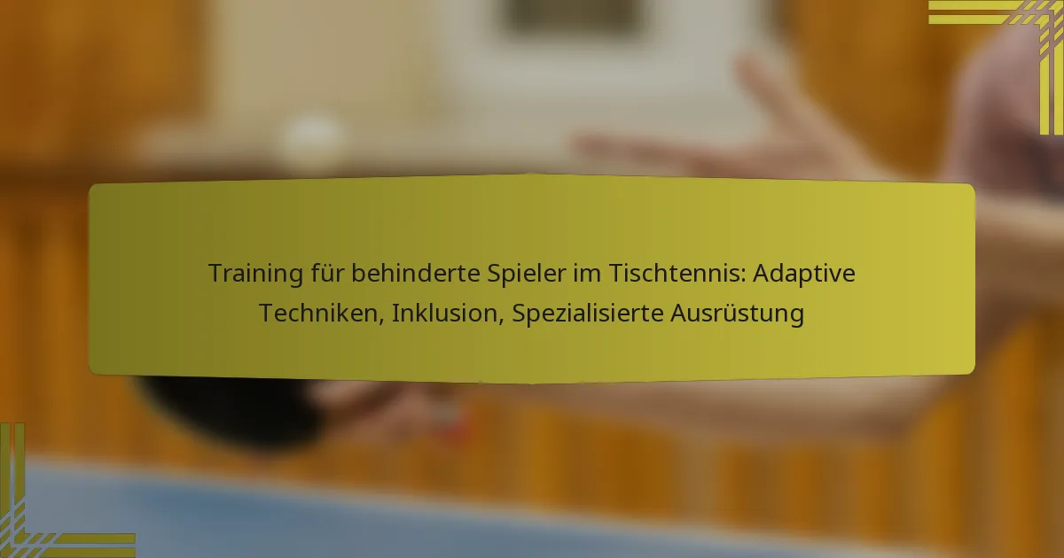 Training für behinderte Spieler im Tischtennis: Adaptive Techniken, Inklusion, Spezialisierte Ausrüstung