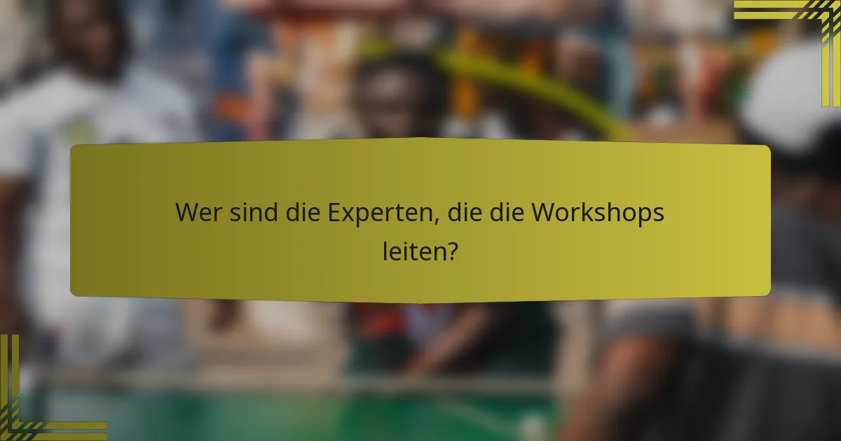 Wer sind die Experten, die die Workshops leiten?