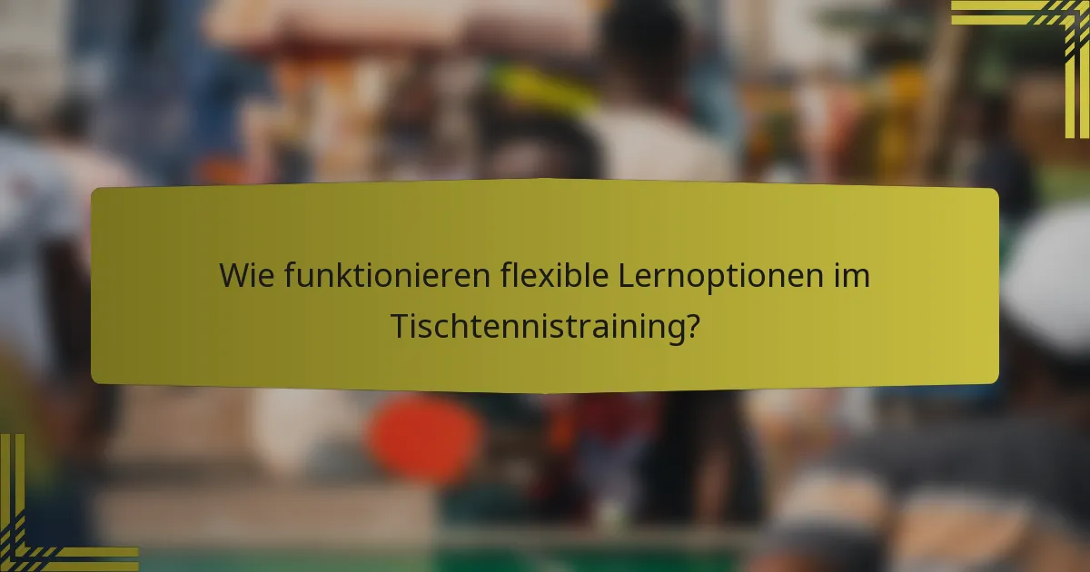Wie funktionieren flexible Lernoptionen im Tischtennistraining?