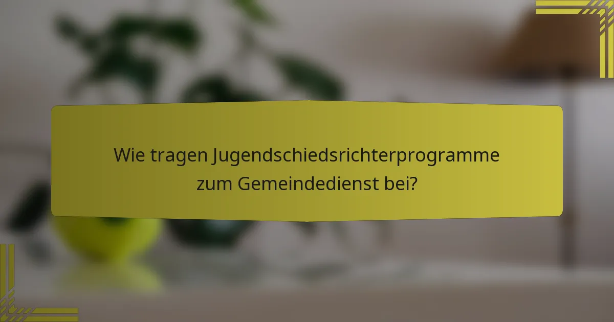 Wie tragen Jugendschiedsrichterprogramme zum Gemeindedienst bei?